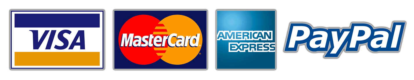 Visa, Mastercard, American Express and PayPal